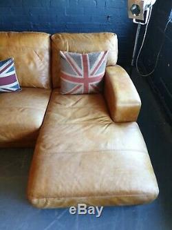 5015. Chesterfield Vintage Light tan 4 Seater Leather Club Corner DELIVERY AV