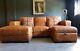 5016. Chesterfield Leather 3 Seater Corner Sofa & Pouffe Tan Delivery Available