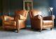 5021. Pair Of Tan Chesterfield Club Leather Armchairs Vintage Delivery Available