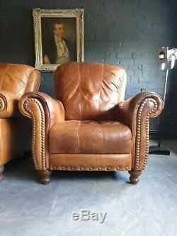 5021. Pair of tan Chesterfield Club Leather Armchairs Vintage DELIVERY AVAILABLE