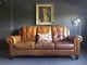 54 Chesterfield Leather Vintage & Distressed 3 Seater Sofa Tan Brown Courier Av