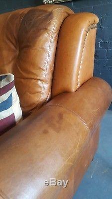551. Chesterfield Vintage tan Leather Club Armchair Courier available
