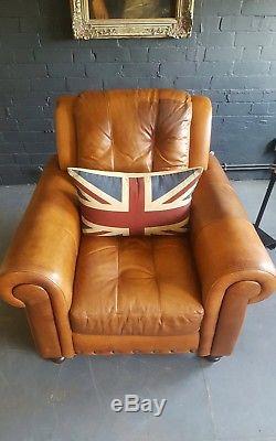 551. Chesterfield Vintage tan Leather Club Armchair Courier available