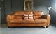 559 Chesterfield Vintage 3 Seater Leather Sofa Club Tan Brown Courier Available