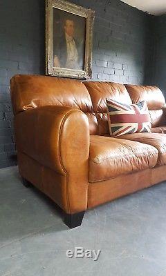 559 Chesterfield Vintage 3 Seater Leather Sofa Club tan Brown Courier available