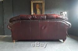 573. Chesterfield Vintage 3 Seater Leather Club Oxblood Red Courier available