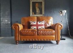 576 Chesterfield Brown Vintage 2 Seater Leather Club Courier av