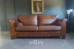 588. Vintage Halo 2 Seater Sofa Club Antique Brown Leather Courier Available