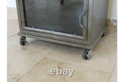 5 Glass Doors Metal Industrial Display Cabinet On Wheels Metal Storage Unit New