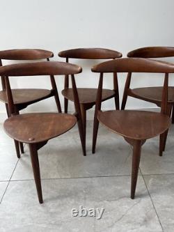 5 HANS WEGNER HEART CHAIRS FOR FRITZ HANSEN -vintage retro kitchen dining Danish