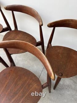 5 HANS WEGNER HEART CHAIRS FOR FRITZ HANSEN -vintage retro kitchen dining Danish