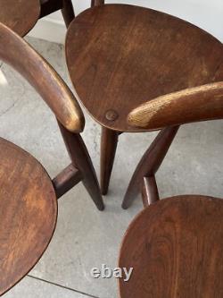 5 HANS WEGNER HEART CHAIRS FOR FRITZ HANSEN -vintage retro kitchen dining Danish