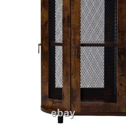 5 Tier Corner Bar Cabinet Rustic Wine Buffet Cabinet with Led Lights & UK Socket