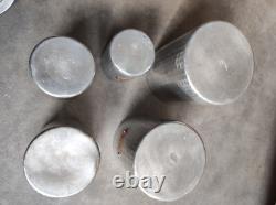 5 Vintage Retro Antique French Kitchen Nesting Aluminium Cannisters Art Deco