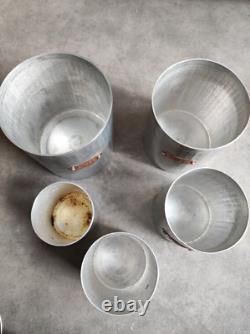 5 Vintage Retro Antique French Kitchen Nesting Aluminium Cannisters Art Deco