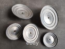 5 Vintage Retro Antique French Kitchen Nesting Aluminium Cannisters Art Deco