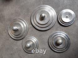 5 Vintage Retro Antique French Kitchen Nesting Aluminium Cannisters Art Deco