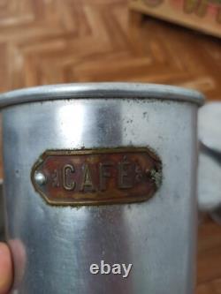 5 Vintage Retro Antique French Kitchen Nesting Aluminium Cannisters Art Deco