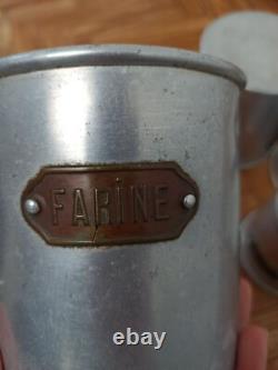5 Vintage Retro Antique French Kitchen Nesting Aluminium Cannisters Art Deco