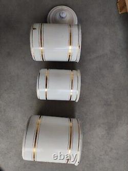 5 Vintage Retro Antique French Kitchen Nesting Enamel Cannisters Metal Art Decor