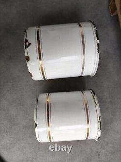 5 Vintage Retro Antique French Kitchen Nesting Enamel Cannisters Metal Art Decor