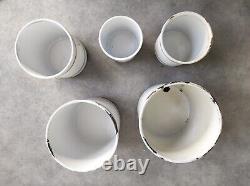 5 Vintage Retro Antique French Kitchen Nesting Enamel Cannisters Metal Art Decor