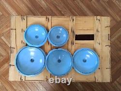 5 Vintage Retro Antique French Kitchen Nesting Enamel Cannisters Metal Art Decor