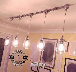 5 X Hanging Kilner Jars Lights Ceiling Vintage Lamps Cafe Barn Kitchen Dining