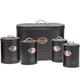 5pc Kitchen Bread Bin Set Tea Coffee Sugar Biscuit Tins, Barrel Sealed Containers