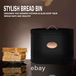 5pc Kitchen Set Bread Bin Tea Coffee Sugar Tins Biscuit Barrel Sealed Containers