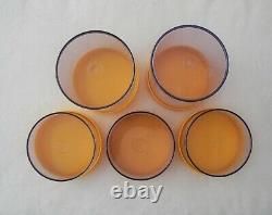 5x DANISH 1970s ERIC KOLD STACKING STORAGE CANISTERS 3x6030 2x6035 SMOKY/ORANGE