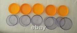 5x DANISH 1970s ERIC KOLD STACKING STORAGE CANISTERS 3x6030 2x6035 SMOKY/ORANGE