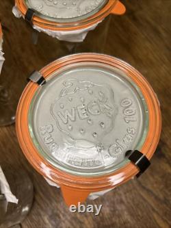 5x Weck Large Jar And Rundrand Glas 100 Lid 15cm Tall By 11cm Wide New