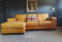 601 Chesterfield vintage 3 seater Leather Light tan Club Corner Suite courier