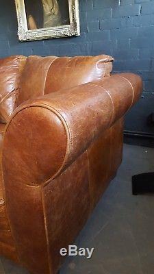 606 Chesterfield vintage 3 seater leather tan Club brown Corner suite courier av