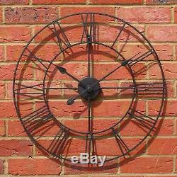 60cm Extra Large Roman Numerals Skeleton Wall Clock Big Giant Open Face Round