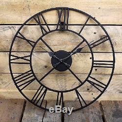 60cm Extra Large Roman Numerals Skeleton Wall Clock Big Giant Open Face Round