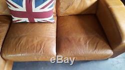 615 Chesterfield vintage 3 seater Leather Light tan Club Corner Suite courier