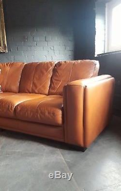 616. Chesterfield Large Vintage 5 Seater Terracotta Leather Club Corner Suite