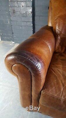 61. Chesterfield Leather vintage & distressed 3 Seater Sofa brown Tan Courier