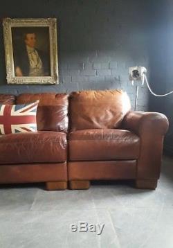 623. Chesterfield Large Vintage 4 Seater Leather Club brown Sofa