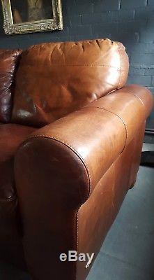 623. Chesterfield Large Vintage 4 Seater Leather Club brown Sofa