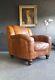 642. Superb Vintage Chesterfield Club Brown Leather Armchair Courier Available
