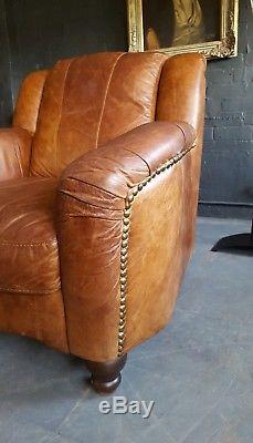642. Superb Vintage Chesterfield Club brown Leather Armchair Courier available