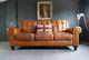 650 Chesterfield Vintage 3 Seater Leather Sofa Club Tan Brown Courier Available