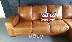 651 Chesterfield vintage 4 seater leather tan Club brown Corner suite courier av