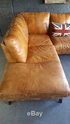 654 Chesterfield vintage 3 seater leather tan Club brown Corner suite courier av