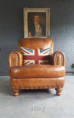 656. Chesterfield Vintage Club Leather Tan armchair Courier available
