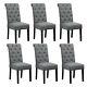6pcs Grey Button Tufted High Back Dining Chairs Fabric Upholstered Room Kitchen