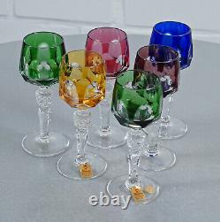 6 Nachtmann antique lead crystal liqueur Roman liqueur glass diamond cut 1970s century
